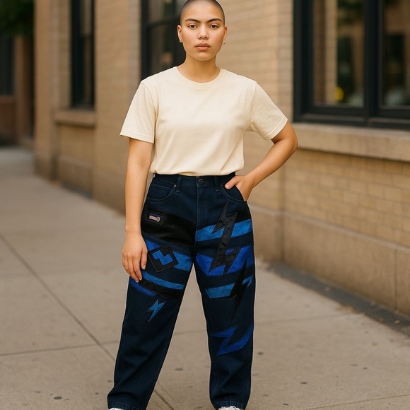 Vintage 90s WICKED Denim Hip Hop High Waisted Baggy Jeans | Size 31 | Retro - Picture 1 of 12